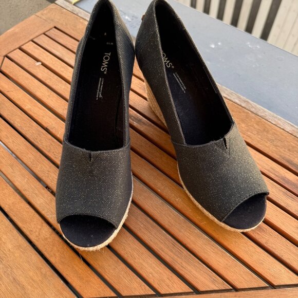 Toms Womens Peep Toe Wedge Heels Espadrille Style Size 10 W NWOB - Picture 2 of 8